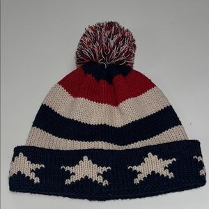 Modena Men's Striped Knit Pom-Pom Hat - Red, White, and Blue